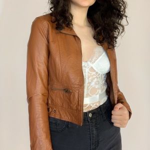 Faux Leather Jacket Medium Charolette Russe